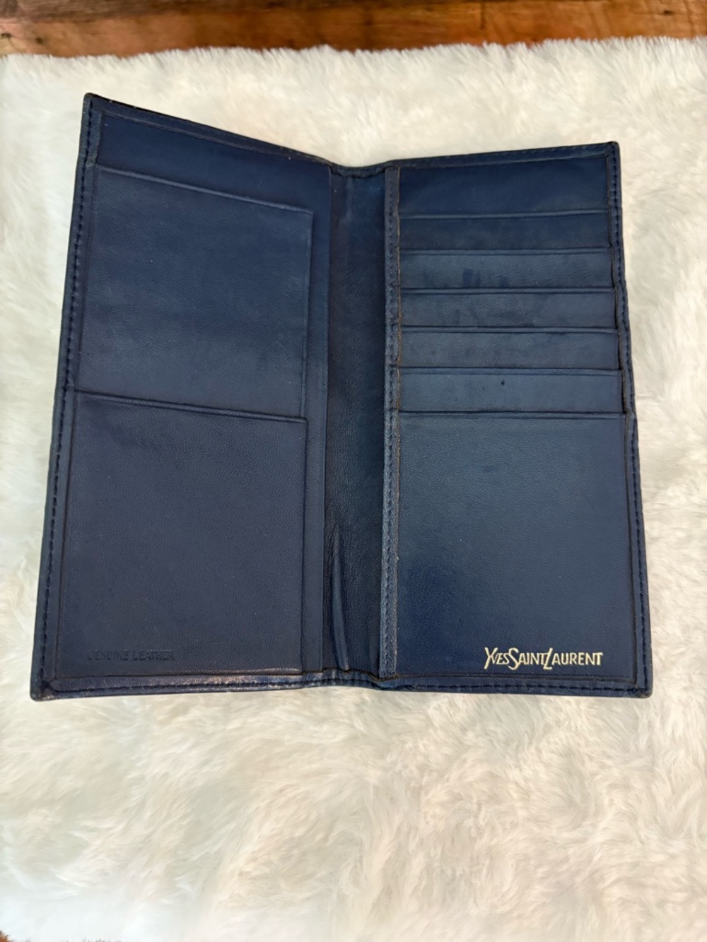 Yves Saint Laurent Deep Blue Leather Continental Wallet - Picture 4 of 5